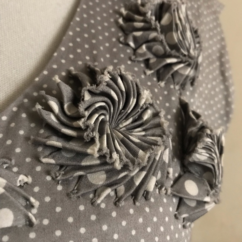 LOFT Gray Dot Cotton Dress with Floral Details - Picture 6 of 11